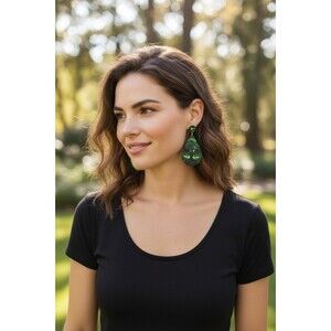 Tree of Life Teardrop Earrings Green Nature Dangle Earrings Boho Jewelry